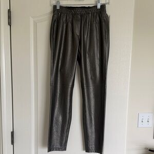 Women's Sleek Grey Metallic Faux Leather Pants